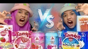 'Pink food VS Blue Food Challenge | tantangan makanan pink vs biru!!!'