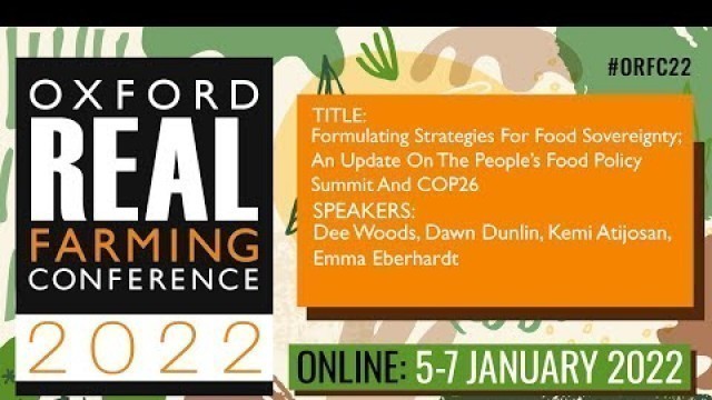 'Formulating Strategies for Food Sovereignty; an Update on the People’s Food Policy Summit and COP26'