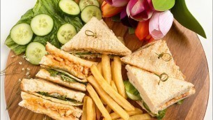 'Club Sandwich Easy Recipe | Chicken Tikka Club Sandwich | Picnic Food Ideas | #shorts'