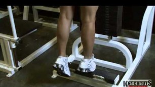 'Fitness   Sexy Model Exercises her Calves'