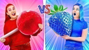 'RED VS BLUE COLOR FOOD CHALLENGE || Last to Stop Eating Wins By 123 GO! GENIUS'