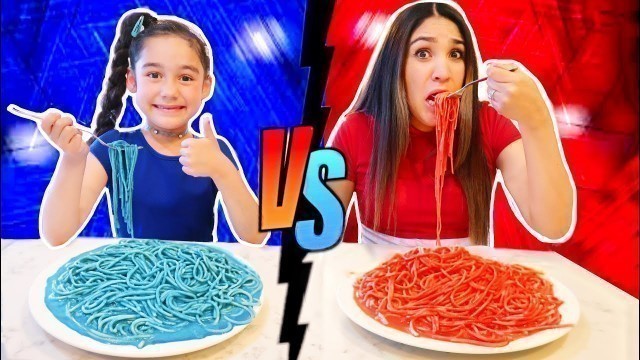 'RED FOOD VS BLUE FOOD CHALLENGE!! | Jancy Family'