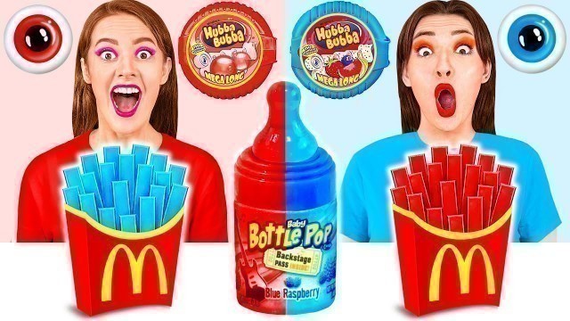 'Red Food vs Blue Food Color Challenge #2 | Eating Everything Only In 1 Color For 24 Hours by RaPaPa'