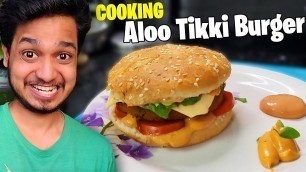 'ALOO TIKKI BURGER Recipe - Cooking with Ezio18rip (Food Vlog IRL) \"Crispy Veg Burger\"'