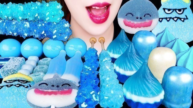 'ASMR BLUE FOOD *SHARK JELLY, MONSTER MARSHMALLOW, ROCK CANDY, WATER DROP JELLY EATING SOUNDS MUKBANG'