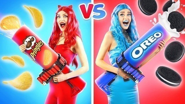 'Red Food VS Blue Food Color Challenge | Eating Only Blue VS Red Sweets! One Colored Battle by RATATA'