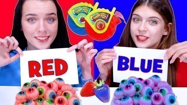 'Red VS Blue Food Challenge! Eating Only One Color Food For 24 Hours! Mukbang By LiLiBu'