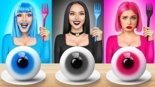 'Pink VS Blue VS Black Food Color Challenge | Tasty Wars One Color Food 24 Hours by RATATA POWER'