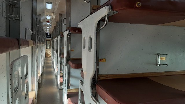 'AC 3 Tier Coach Interior view of Agartala-Anand Vihar (T) Tejas Rajdhani Special 02501/02502'