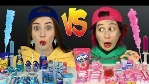 'Pink food VS Blue food Hubba Bubba Callenge Storyes'