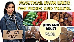 'PRACTICAL BAON IDEAS FOR PICNIC AND TRAVEL FOOD TIPID TIPS #practicalbaonideas #foodtipidtips'