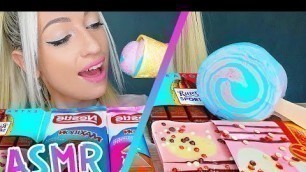 'ASMR MUKBANG 먹방, CHOCOLATE, PINK & BLUE FOOD, ICE CREAM, CANDY BARS, 초콜릿 먹방, 아이스크림, EATING SOUND'