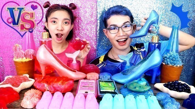 'ชาเลนจ์สีชมพู VS สีน้ำเงิน #Mukbang​ Pink Food VS Blue Food Challenge 핑크 푸드 VS 블루 푸드:ขันติ'