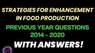 'Strategies for enhancement in food production previous year questions 2nd PU Biology Karnataka board'