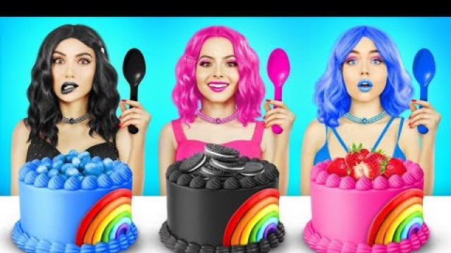 'Black VS Pink VS Blue Food Challenge | Having Food of The Same Colors by RATATA CHALLENGE'