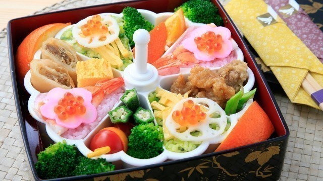 'ちらし寿司のケーキのようなお花見・行楽弁当 Picnic lunch as a cake of sushi【簡単かわいいキャラ弁レシピ】'