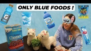 'EATING ONLY BLUE FOOD For 24 HOURS Challenge !! *blindfolded*'