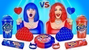 'Red Food VS Blue Food Challenge | Mukbang with Only 1 Color Food! Crazy War by RATATA BRILLIANT'