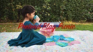 'Pretend Play Food Toys Little Girl Has a Picnic With Mommy and goes fishing'