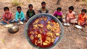 'How tribe village children cook chicken curry and enjoy picnic | Village Cooking Review'