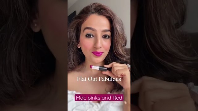 'Mac pink and red lipstick swatch #maclipsticks #rubywoo #shorts #allfiredup @MAC Cosmetics India'