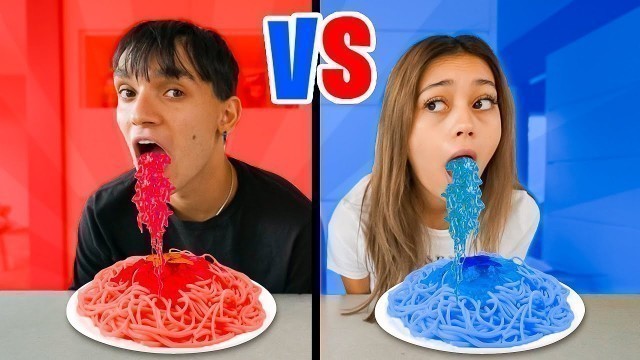 'RED vs BLUE FOOD Challenge!'