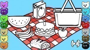 'Picnic Food Coloring Page for Children'