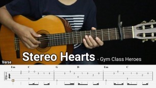 'Stereo Hearts - Gym Class Heroes feat. Adam Levine - Fingerstyle Guitar Tutorial + TAB & Lyrics'