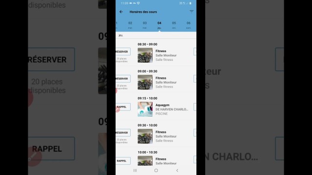 '3 - Réservation cours collectif ou séances dans la salle fitness'