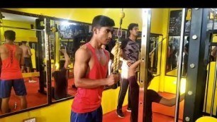 'Triceps workout in gym , fitness star'