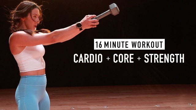 '16 MINUTE | CARDIO + CORE + STRENGTH Tabata Workout (Dumbbells & Bodyweight)'