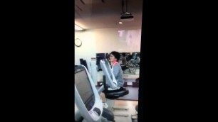 'Gym humour 2016! Japanese lady riding a horse at a gym!'