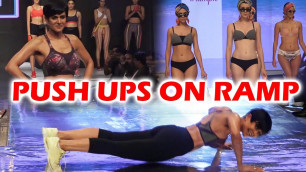 'H0t Mandira Bedi Doing Push Ups On Ramp | CRAZY Workout | Triumph India Fashion Show 2018'