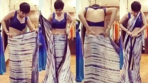 'Mandira Bedi Saree Draping LIVE On Camera'