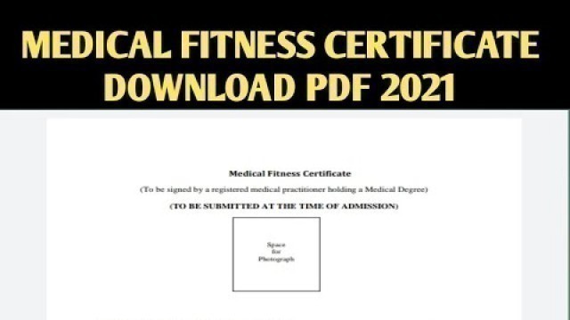 'Medical Fitness certificate pdf | Medical fitness certificate for Admission and verification D.el.ed'