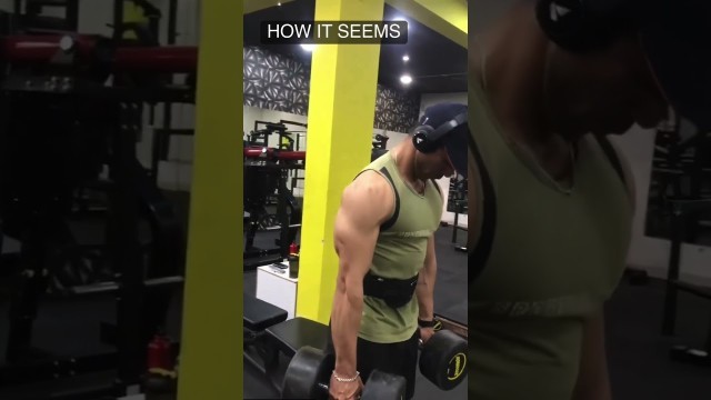 'Real v/s shorts #gymmotivation #gym #pov #anime #shoulderworkout #shoulder #exercise'